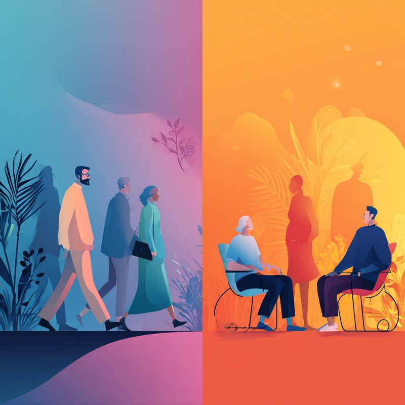 Illustratie van twee naast elkaar liggende werelden
